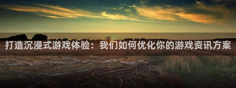 赢咖娱乐平台：打造沉浸式游戏体验：我们如何优化你的游戏资讯方